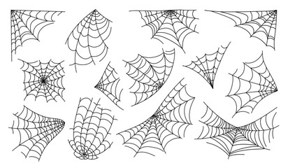 Set of web simple hand drawn vector outline illustration doodle fantasy. Halloween scary decor elements, clipart, perfect for Halloween party, creepy cartoon character. Vector graphics in doodle style
