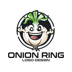 Onion Ring Cartoon Vector Logo Design