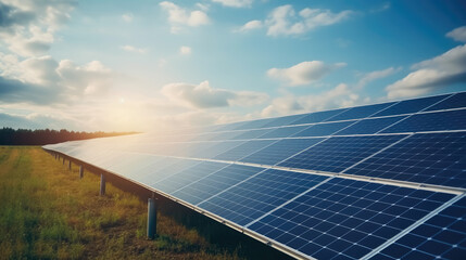 Sustainable Energy Future: Solar Panels at Sunset