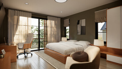 Fototapeta na wymiar 3D Design Bedroom 3d render