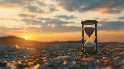The passage of time slipping away, using an hourglass filled with contaminated sand to symbolize the finite nature of opportunities and the need for immediate action - obrazy, fototapety, plakaty