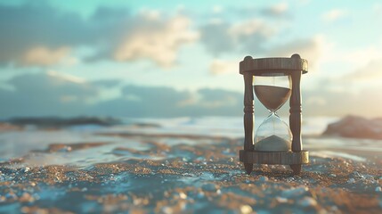 The passage of time slipping away, using an hourglass filled with contaminated sand to symbolize the finite nature of opportunities and the need for immediate action