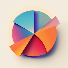 Obraz premium Geometric shapes and color gradients in an abstract pie chart design showcasing market share allocation