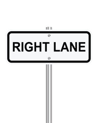 Right Lane traffic sign on white