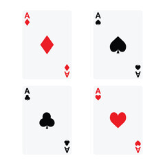 Set of playing cards , Ace card suit set on white