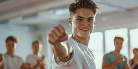 Teilnehmer lernen Kampfsporttechniken in einem Selbstverteidigungskurs