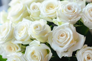 Obraz premium White roses in full bloom romance and beauty