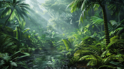 Vibrant Humid Rainforest - obrazy, fototapety, plakaty