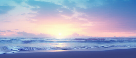Fototapeta premium Pink Sunset Serenity on a Tranquil Beach