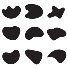 Blob shape organic, vector illustration set. Collection from abstract forms for design and paint. Liquid silhouette drop in modern style. Basic stains isolated elements on white background