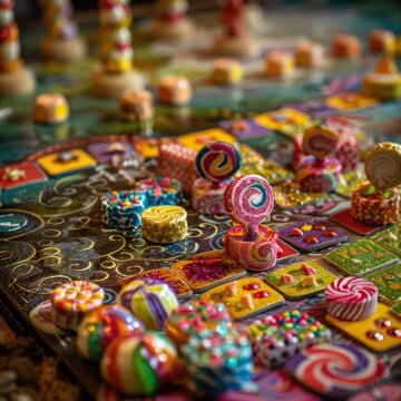 A board game come to life, with spaces of different flavored squares and tokens of miniature candy pieces.