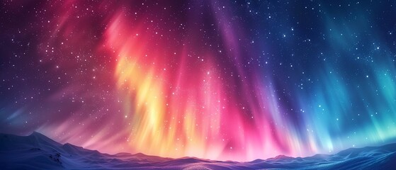 Starry background with aurora, close up, vibrant streaks, clear details, polar night