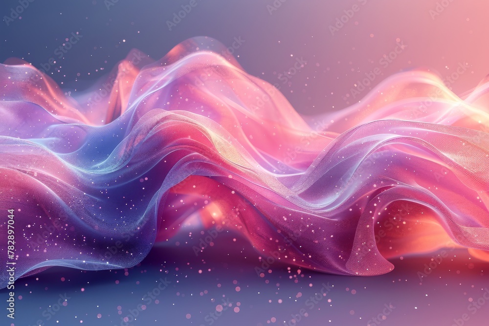 Aufkleber a mesmerizing visual of light-infused pink and blue waves that appear ethereal and smooth in texture