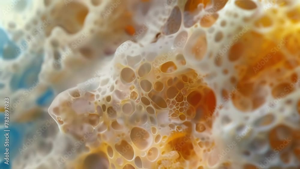 Aufkleber a closeup of a biofilm surface revealing the intricate network of channels and crevices where bacter