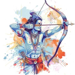 Ram Navami (Birthday of Lord Rama) with message in hindi meaning Shri Ram Navami poster,banner background.
