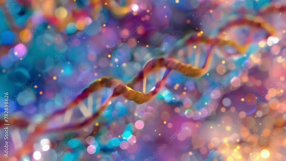 Poster a closeup of a section of dna reveals the intricate double helix structure with different colored ba
