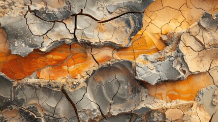 Textures and patterns of dried and cracked earth in a desert