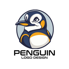 Penguin Cartoon Vector Logo Design