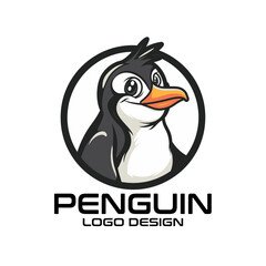 Obraz premium Penguin Cartoon Vector Logo Design