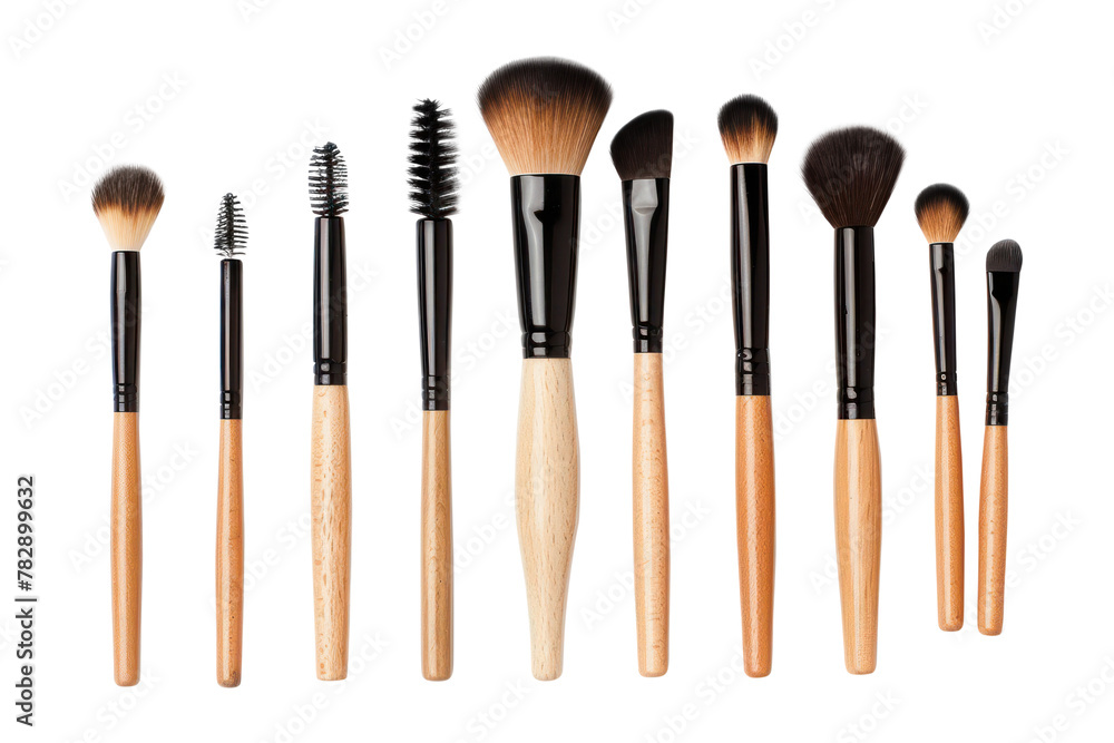 Poster png makeup brushes cosmetics tool white background.