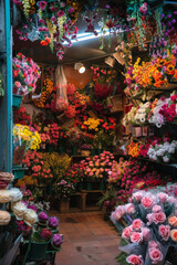 Obraz na płótnie Canvas A shop selling beautiful colorful flowers