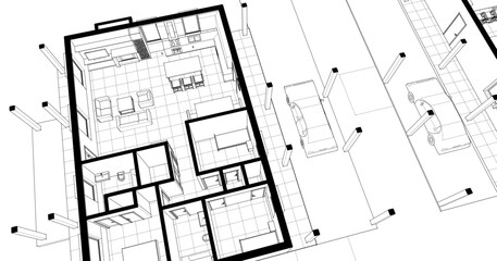 house plan interior 3d rendering