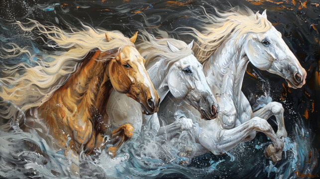 Galloping Horses Oil Painting