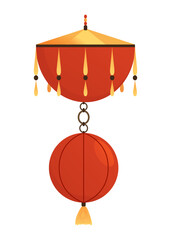 Asian cartoon lanterns, icon. Chinese festival lantern, traditional decoration for asian. Chinatown and Chinatown festival paper lantern element. Vector illustration on white background