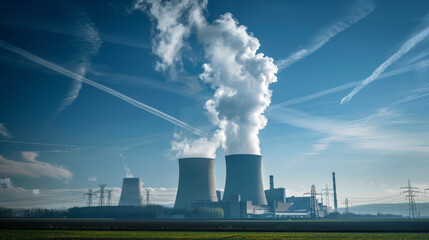 Industrial Power Plant Against Blue Sky