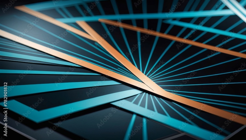 Aufkleber a sleek and dynamic geometric pattern with intersecting lines and shades of blue creates a sense of 