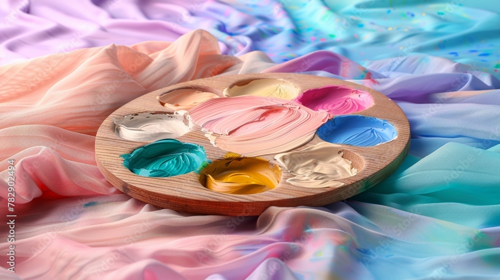Poster unleash your creativity with this dynamic 3d mockup featuring an artist's palette positioned on a ca