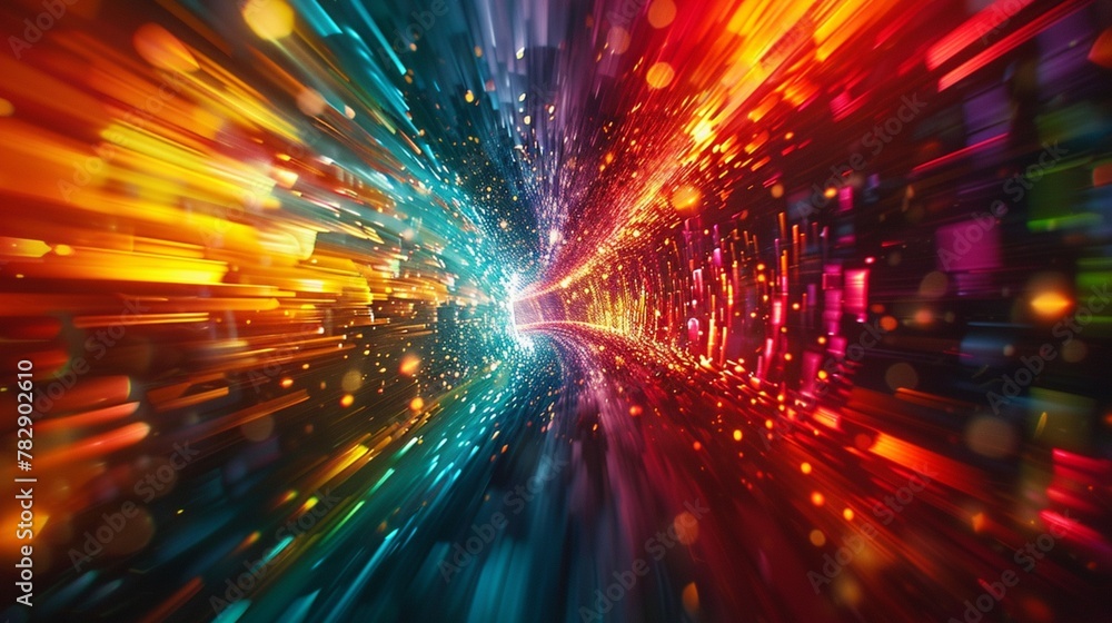 Poster vibrant bursts of color exploding from a city wall, swirling and merging in a kaleidoscope of abstra