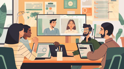 Virtual Team Meeting Illustration