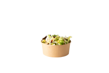 Cheese Salad in EcoFriendly Box: Sustainable Delivery Meal on White or Transparent Background - Ready to Eat Takeaway Food Packaging