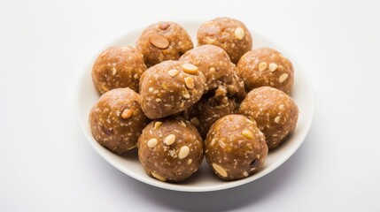 Healthy and Delicious Indian Sweet Balls (Gond Laddu or Gum Ladoo) Served on Plate, Ready To Be Eaten.
