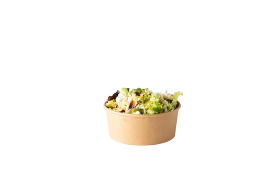 Cheese Salad in EcoFriendly Box: Sustainable Delivery Meal on White or Transparent Background - Ready to Eat Takeaway Food Packaging
