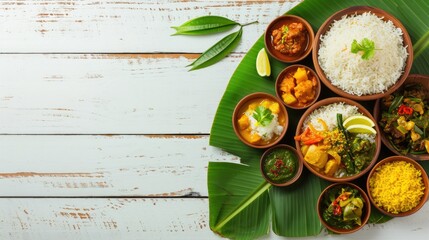 Thai Foods Served on Banana Leaf, Freshly Prepared and Inviting on the Occasion of Cultural Festival.