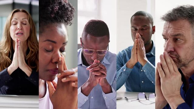 People Praying And Seeking God. Diverse Group