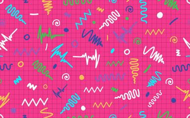 90's trendy groovy abstract shape seamless pattern vintage retro style groovy vector texture creative pink trendy design background wallpaper