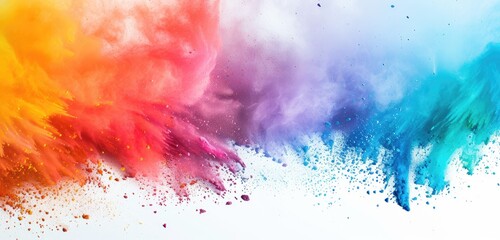 Vibrant Color Powder Explosion on White Background