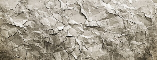 Fototapeta premium Panoramic View of Crumpled Brown Paper Texture