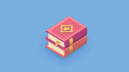 Pictogram of knowledge, electronic library symbol or isometric book icon