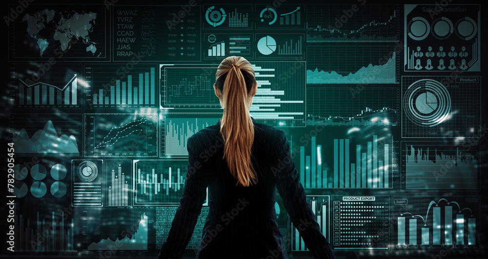 Aufkleber big data technology for business finance analytic concept. modern interface shows massive informatio
