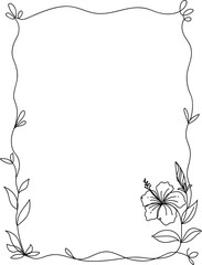 Obraz premium 花のラインアートフレーム