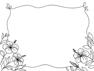 花のラインアートフレーム