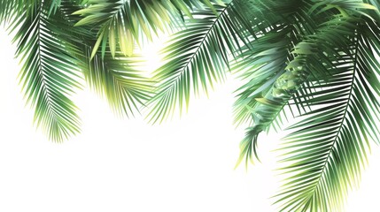 Fototapeta na wymiar jungle palm branch, illustration, white background