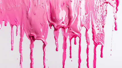 Rose pink paint drip on a pure white background