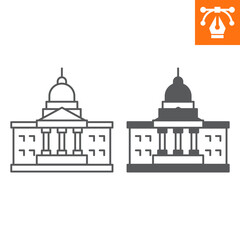 Congress line and solid icon, outline style icon for web site or mobile app, election and politics, government building vector icon, simple vector illustration, vector graphics.