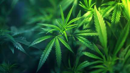 Marijuana leaves, cannabis on a dark background, beautiful background