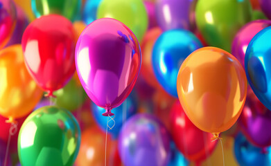 Fototapeta na wymiar Colorful Rainbow Balloon Room Party. Extravaganza. Celebration in Full Bloom. 